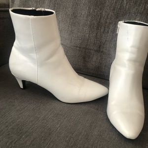 White heeled booties